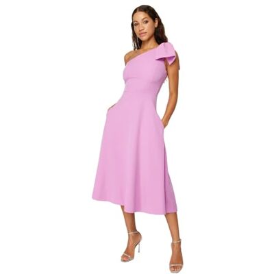 Trendyol Dam Kvinna Midi Skater Anpassad Vävklänning, Rosa, 38 SE Trendyol Dam Kvinna Midi Skater Anpassad Vävklänning, Rosa, 38 SE