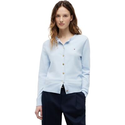 Tommy Hilfiger dam CO tröja fin GG C-NK LS Cardi WW0WW42370 cardigan tröja, blå (blåsig blå), M, Blå (Breezy Blue), M Tommy Hilfiger dam CO tröja fin GG C-NK LS Cardi WW0WW42370 cardigan tröja, blå (blåsig blå), M, Blå (Breezy Blue), M