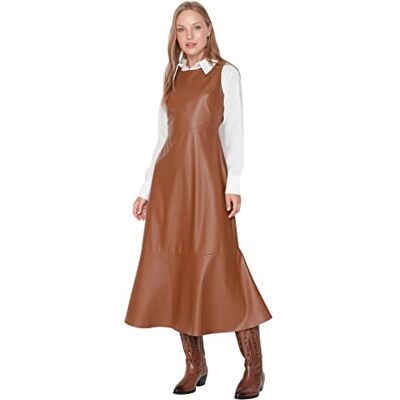 Trendyol Damdesign maxi standard vanlig vävd klänning, Brun, 64 SE Trendyol Damdesign maxi standard vanlig vävd klänning, Brun, 64 SE