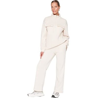 Trendyol Dam basic normal midja raka ben träningsbyxor, Brown, XL Trendyol Dam basic normal midja raka ben träningsbyxor, Brown, XL