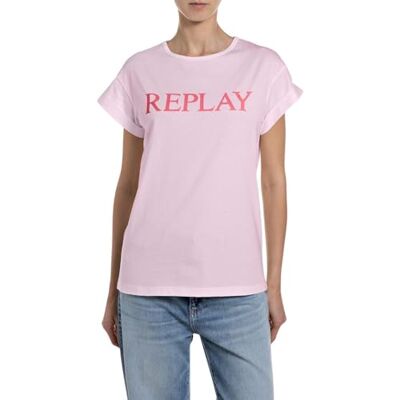 Replay kortärmad dam-t-shirt, 369 flamingo rosa (rosa), M Replay kortärmad dam-t-shirt, 369 flamingo rosa (rosa), M