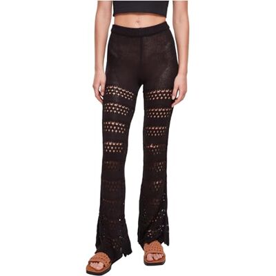 Urban Classics Dam Flared Crochet Stickade leggings, svart, 5XL Urban Classics Dam Flared Crochet Stickade leggings, svart, 5XL