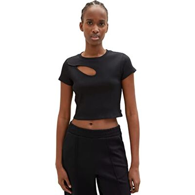 TOM TAILOR Denim Damer T-shirt 1035394, 14482 Deep Black, L TOM TAILOR Denim Damer T-shirt 1035394, 14482 Deep Black, L