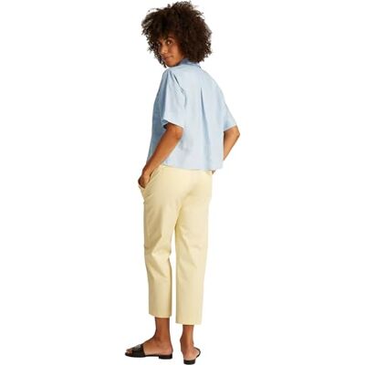 Tommy Hilfiger ESS LINNE RELAXED S/S SHIRT WW0WW44720, blå, 36, Blå (Breezy Blue), 62 SE Tommy Hilfiger ESS LINNE RELAXED S/S SHIRT WW0WW44720, blå, 36, Blå (Breezy Blue), 62 SE