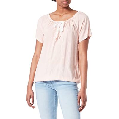Timezone Dam randig kortärmad tunic-blus, Vertikal melonremsa, XS Timezone Dam randig kortärmad tunic-blus, Vertikal melonremsa, XS