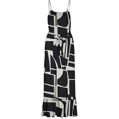 VERO MODA Vmeasy Joy 7/8 Strap Dress WVN Ga, svart, L VERO MODA Vmeasy Joy 7/8 Strap Dress WVN Ga, svart, L