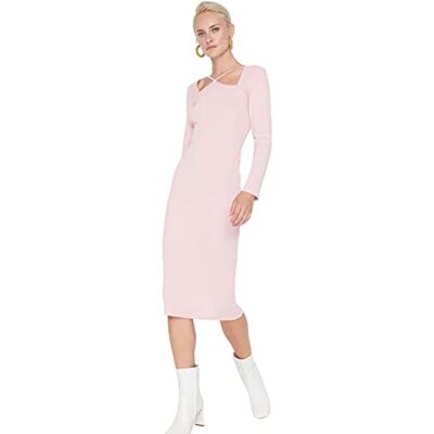 Trendyol Dam midi bodycon anpassad vävd klänning, Rosa, S Trendyol Dam midi bodycon anpassad vävd klänning, Rosa, S