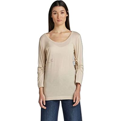 G-STAR RAW Kvinnors justerbar ärm smal ls t-shirt, beige/khaki (Brown Rice C954-D309), XXS G-STAR RAW Kvinnors justerbar ärm smal ls t-shirt, beige/khaki (Brown Rice C954-D309), XXS