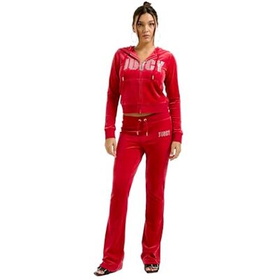 Juicy Couture Astor huvtröja för kvinnor mjuk velour sweatjacka med huva och framfickor för sport fritid fitness i flera år. färger, huvtröja, Astor röd, S Juicy Couture Astor huvtröja för kvinnor mjuk velour sweatjacka med huva och framfickor för sport fritid fitness i flera år. färger, huvtröja, Astor röd, S