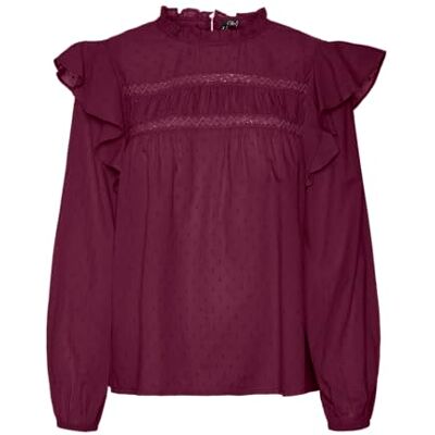 VERO MODA Vmtrine Ls Lace Top WVN Ga Noos, Vinprovning, XL VERO MODA Vmtrine Ls Lace Top WVN Ga Noos, Vinprovning, XL