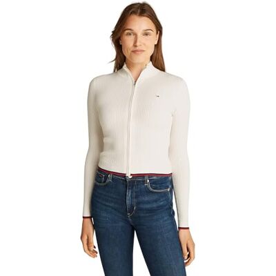 Tommy Jeans Dam TJW kabel dragkedja genom cardigan DW0DW19337 blixtlås genom tröja, vit (antik vit), L, Vit (uråldrigt vit), L Tommy Jeans Dam TJW kabel dragkedja genom cardigan DW0DW19337 blixtlås genom tröja, vit (antik vit), L, Vit (uråldrigt vit), L