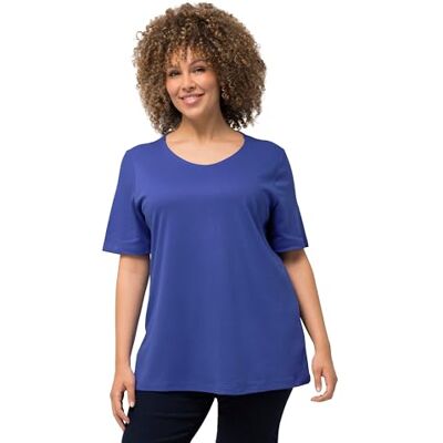 Ulla Popken dam, dubbla lager, smal, rund hals, långärmade t-shirts, Blå lila, 62-64 Ulla Popken dam, dubbla lager, smal, rund hals, långärmade t-shirts, Blå lila, 62-64