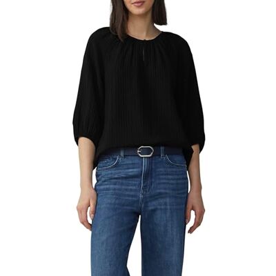 s.Oliver Casual blus i avslappnad passform med fördjupningar och raglanärmar, svart, 38 s.Oliver Casual blus i avslappnad passform med fördjupningar och raglanärmar, svart, 38