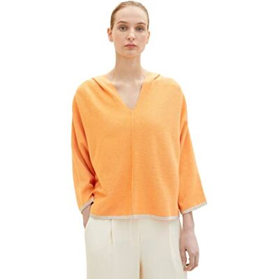 TOM TAILOR Damer Tröja 1035306, 32111 Bright Mango Orange Melange, XXS TOM TAILOR Damer Tröja 1035306, 32111 Bright Mango Orange Melange, XXS