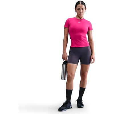 NIKE Damer W Nk One Fttd Ss topp, Rush Rosa/Vit, L, Rush rosa/vit, L NIKE Damer W Nk One Fttd Ss topp, Rush Rosa/Vit, L, Rush rosa/vit, L