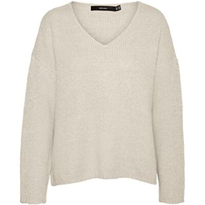 VERO MODA Kvinnors VMWILDA LS V-hals pullover GA Boo L/S stickad, björk/detalj: melange, M, Björk/detalj: melerad, M VERO MODA Kvinnors VMWILDA LS V-hals pullover GA Boo L/S stickad, björk/detalj: melange, M, Björk/detalj: melerad, M