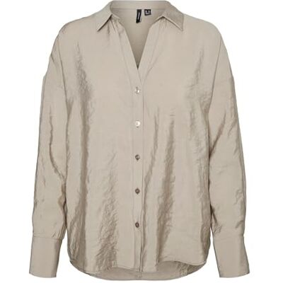 VERO MODA damskjorta VMQUEENY L/S överdimensionerad skjorta EXP GA, Måne kjol, M VERO MODA damskjorta VMQUEENY L/S överdimensionerad skjorta EXP GA, Måne kjol, M