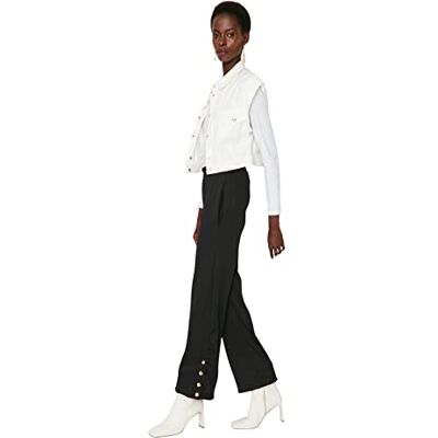 Trendyol Dam, män, mode, hög midja, breda ben, sweatpants, svart, M Trendyol Dam, män, mode, hög midja, breda ben, sweatpants, svart, M