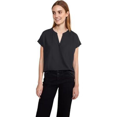 Street One dam Qr Shirtblouse W splitneck sol-skjorta, svart, 46 Street One dam Qr Shirtblouse W splitneck sol-skjorta, svart, 46