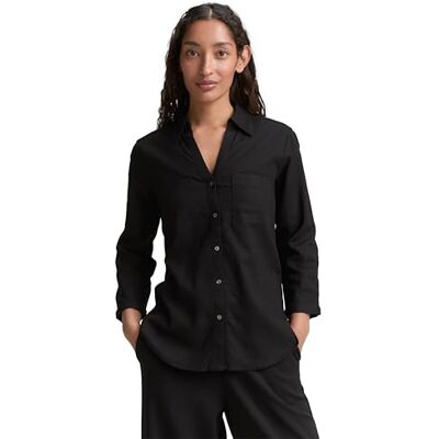 TOM TAILOR Damskjorta blus med linne, 14482 – djup svart, 34 TOM TAILOR Damskjorta blus med linne, 14482 – djup svart, 34