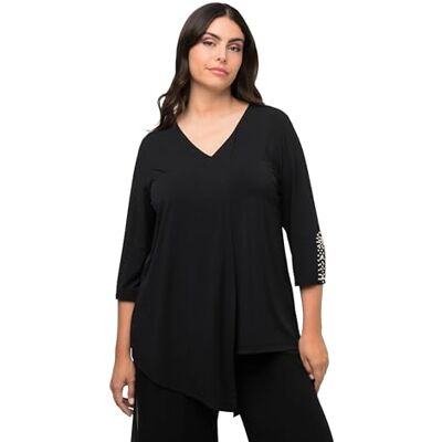 Ulla Popken damer asymmetrisk pärldetalj på ärmen, blus, svart, 50/52 Ulla Popken damer asymmetrisk pärldetalj på ärmen, blus, svart, 50/52