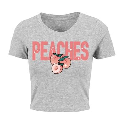 dam Peaches Cropped Tee, GRÅ, XS dam Peaches Cropped Tee, GRÅ, XS