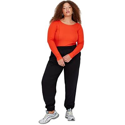 Trendyol Kvinnor plus storlek normal midja elastisk manschett lös jogging plus size träningsbyxor, svart, XL, Svart, XL Trendyol Kvinnor plus storlek normal midja elastisk manschett lös jogging plus size träningsbyxor, svart, XL, Svart, XL