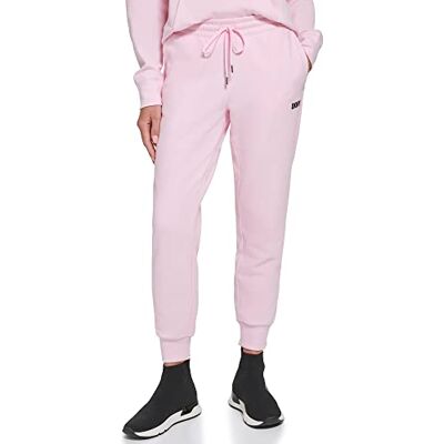 DKNY Dam sport metallisk randig logotyp fleece sweatbyxa träningsbyxor, Rosa dam, L DKNY Dam sport metallisk randig logotyp fleece sweatbyxa träningsbyxor, Rosa dam, L