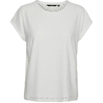 VERO MODA dam Vmtassa Ss JRS Ga Top, Snövit, S VERO MODA dam Vmtassa Ss JRS Ga Top, Snövit, S
