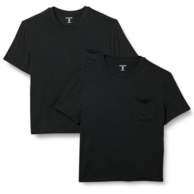 Amazon Essentials dam jersey avslappnad passform kortärmad rund hals ficka t-shirt, paket med 2, svart, medium Amazon Essentials dam jersey avslappnad passform kortärmad rund hals ficka t-shirt, paket med 2, svart, medium