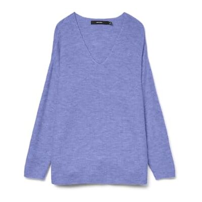 VERO MODA Stickad damtröja VMCREWLEFILE tröja, Jacaranda/detalj: melerad, S VERO MODA Stickad damtröja VMCREWLEFILE tröja, Jacaranda/detalj: melerad, S
