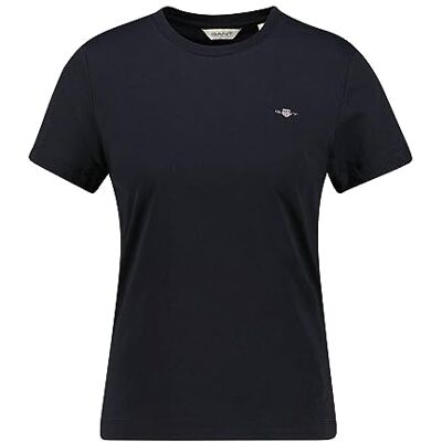 GANT Dam Reg Shield Ss T-shirt, svart, M GANT Dam Reg Shield Ss T-shirt, svart, M