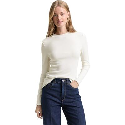 TOM TAILOR Denim dam långärmad T-shirt, 10332 – Benvit, XXL TOM TAILOR Denim dam långärmad T-shirt, 10332 – Benvit, XXL