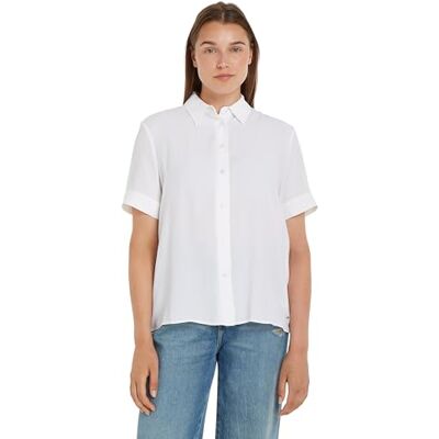 Tommy Hilfiger damtröja Essential Fluid kortärmad, Vit (Th Optic White), 68 Tommy Hilfiger damtröja Essential Fluid kortärmad, Vit (Th Optic White), 68
