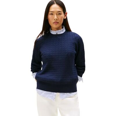 Tommy Hilfiger dam CO kabel fin GG C-NK LS SWT WW0WW44993 pullover tröja, blå, XL, Blå (mörk natt marin G-tippning), XL Tommy Hilfiger dam CO kabel fin GG C-NK LS SWT WW0WW44993 pullover tröja, blå, XL, Blå (mörk natt marin G-tippning), XL