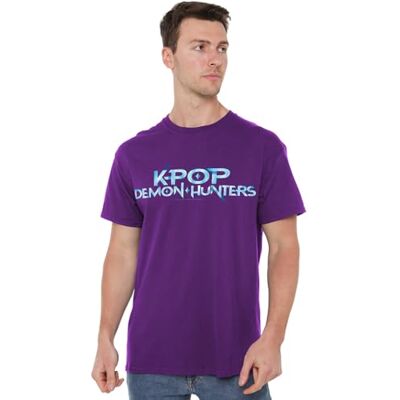 KPop Demon Hunters K-pop Demon Hunters-Full färg logo unisex t-shirt, marinblå, Lila, 3XL KPop Demon Hunters K-pop Demon Hunters-Full färg logo unisex t-shirt, marinblå, Lila, 3XL