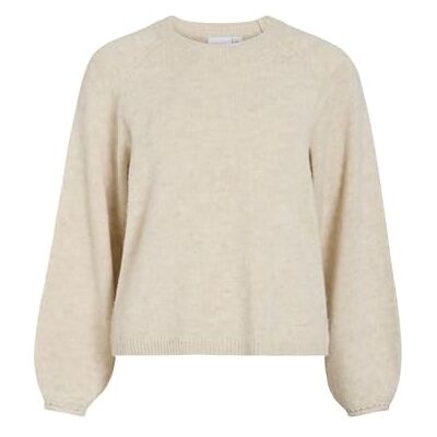 Vila Visapna O-Neck L/S stickad topp/Pb, Super Light Natural Melan, M Vila Visapna O-Neck L/S stickad topp/Pb, Super Light Natural Melan, M