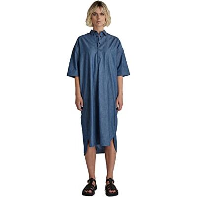 G-STAR RAW Dam lång skjorta Ss klänning, Blå (nötkött C432-082), S G-STAR RAW Dam lång skjorta Ss klänning, Blå (nötkött C432-082), S