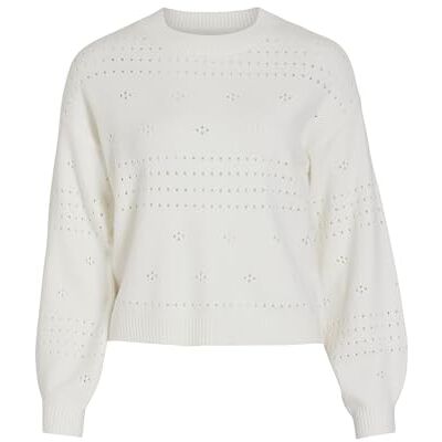 Vila dam Viril L/S O-hals Pointelle Knit Top Noos, vit alysum, L Vila dam Viril L/S O-hals Pointelle Knit Top Noos, vit alysum, L