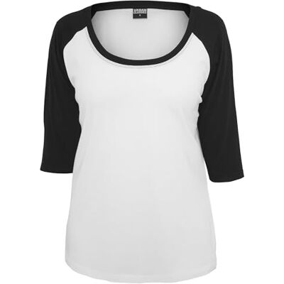 Urban Classics Damer Damer 3/4 Kontrast Raglan T-shirt, Flerfärgad (Wht/Blk 224), S Urban Classics Damer Damer 3/4 Kontrast Raglan T-shirt, Flerfärgad (Wht/Blk 224), S
