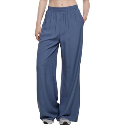 Urban Classics Ladies Wide Leg viskosbyxor, viskosbyxor för kvinnor, finns i svart, storlekar XS – 5XL, Vintageblue, XL Urban Classics Ladies Wide Leg viskosbyxor, viskosbyxor för kvinnor, finns i svart, storlekar XS – 5XL, Vintageblue, XL