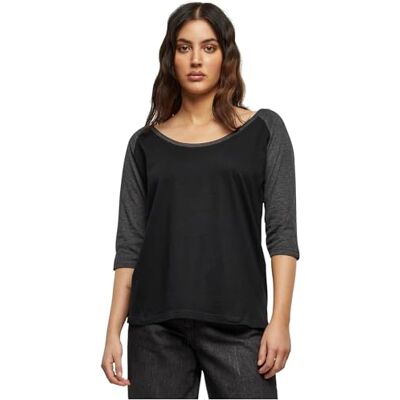 Urban Classics dam Damen Ladies 3/4 Contrast Raglan Tee T-Shirt, black/charcoal, S Urban Classics dam Damen Ladies 3/4 Contrast Raglan Tee T-Shirt, black/charcoal, S