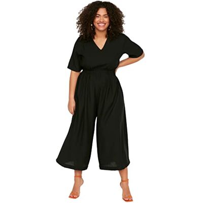 Trendyol Dam enfärgade vävda overaller plus size Overaller kvinnor, svart, 42 stor Trendyol Dam enfärgade vävda overaller plus size Overaller kvinnor, svart, 42 stor