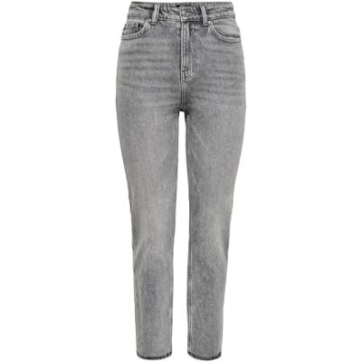 ONLY Jeans med rak passform för kvinnor ONLEMILY hög midja rakt skurna jeans, Medium grå denim, 26W / 32L ONLY Jeans med rak passform för kvinnor ONLEMILY hög midja rakt skurna jeans, Medium grå denim, 26W / 32L