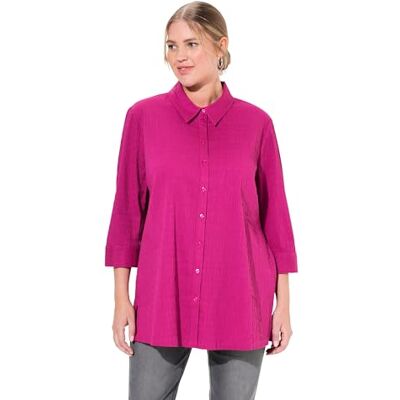Ulla Popken dam stora storlekar överdimensionerade plus size blus, bubbelkvalitet, skjortkrage, 3/4-ärm Ulla Popken dam stora storlekar överdimensionerade plus size blus, bubbelkvalitet, skjortkrage, 3/4-ärm