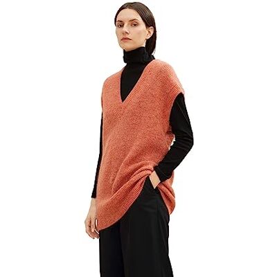 TOM TAILOR Damer V-ringad tröja 1034075, 30670 Canyon Sunset Red Melange, XS TOM TAILOR Damer V-ringad tröja 1034075, 30670 Canyon Sunset Red Melange, XS