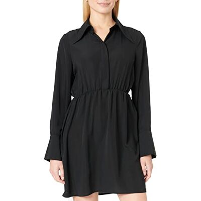 VERO MODA Kvinnors VMKELLY LS skjorta kort klänning WVN klänning, svart, XS VERO MODA Kvinnors VMKELLY LS skjorta kort klänning WVN klänning, svart, XS