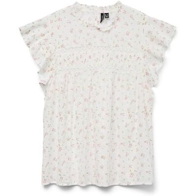 VERO MODA Vmtrine Sl Lace Top WVN Ga Noos, Snövit, S VERO MODA Vmtrine Sl Lace Top WVN Ga Noos, Snövit, S