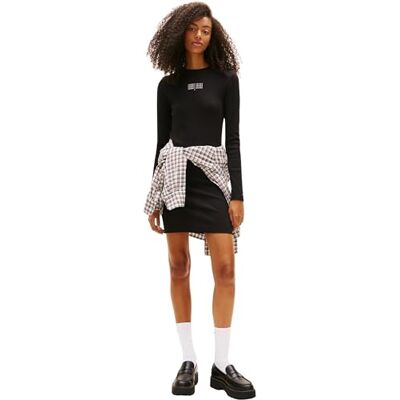 Tommy Jeans dam TJW linjär MINI LS Bodycon DW0DW21902 Bodycon-klänning, svart (svart), XXS, svart (svart), XXS Tommy Jeans dam TJW linjär MINI LS Bodycon DW0DW21902 Bodycon-klänning, svart (svart), XXS, svart (svart), XXS