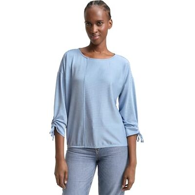 TOM TAILOR Denim Damer T-shirt 1035680, 31347 Small Mid Blue White Stripe, XL TOM TAILOR Denim Damer T-shirt 1035680, 31347 Small Mid Blue White Stripe, XL